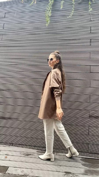 QOOQ 23FW233 Kahve Tek Cep Detaylı Gömlek