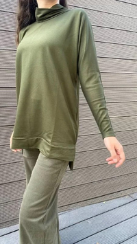 QOOQ 23FW302 Haki Bol Paça Pantolon