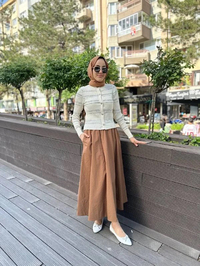 Qooq 24SS699 Ekru Triko Hırka