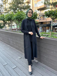 RedShow 23010 Siyah Önü Şerit Şifonlu Kap