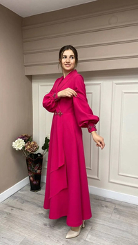 Senna 3078S23 Fuşya Chantel Elbise