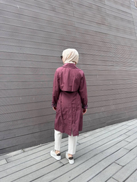 Trenç 3723 Bordo Yaka Detaylı Kap