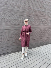 Trenç 3723 Bordo Yaka Detaylı Kap