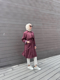 Trenç 3723 Bordo Yaka Detaylı Kap