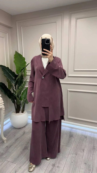 Trenç 3742 Bordo Önü Düğmeli Kap Pantolon Takım