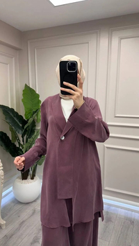 Trenç 3742 Bordo Önü Düğmeli Kap Pantolon Takım