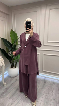 Trenç 3742 Bordo Önü Düğmeli Kap Pantolon Takım
