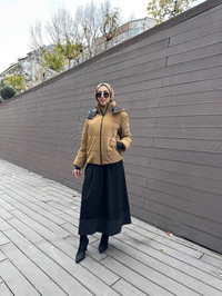 Trenç 5795 Camel Ribanalı Kapitone Mont