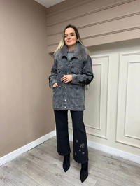 Venöve 25FWCEK0029 Gri Mone Ceket