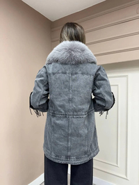 Venöve 25FWCEK0029 Gri Mone Ceket