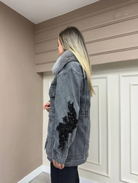 Venöve 25FWCEK0029 Gri Mone Ceket