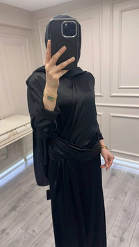 Wennora 1003 Siyah Vatkalı Elbise