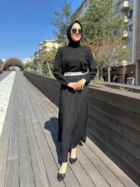 Yusuf Özdemir 24Y154 Siyah Şifon Bürümcük Etek