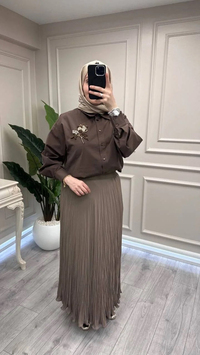 Yusuf Özdemir 26Y1504 Latte Şifon Bürümcük Etek