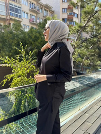 Zeynep Şule 10006 Siyah Pamuk Fermuarlı Gömlek