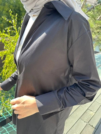 Zeynep Şule 10006 Siyah Pamuk Fermuarlı Gömlek