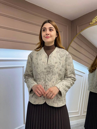 Zeynep Şule 3518001 Vizon Desenli Kapitone Ceket