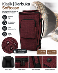 Bordo Renk Darbuka Kılıfı Softcase Pedli Çanta
