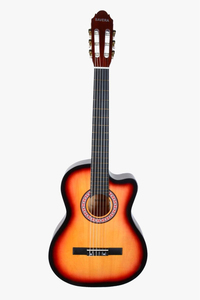Gün Batımı Klasik Gitar 4/4 Yetişkin Boy Sap Ayarlı Kesik Kasa Full Set (Çanta, Capo, Askı, Pena, Dijital Tuner)