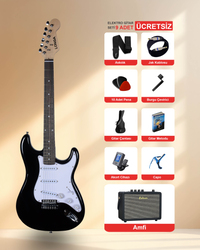 LONGA Gül Klavye Strat Kasa Elektro Gitar Seti 