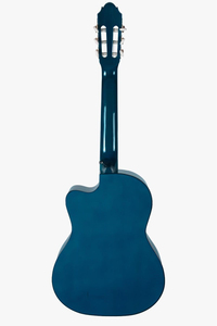 Mavi Klasik Gitar 4/4 Yetişkin Boy Sap Ayarlı Kesik Kasa Full Set (Çanta, Capo, Askı, Pena, Dijital Tuner)