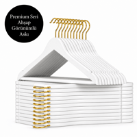Ahşap Görünümlü Beyaz Barlı Plastik Gold/Krom kanca Askı