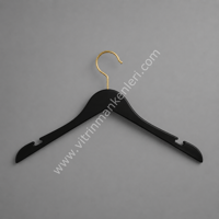 Ahşap Görünümlü Siyah Plastik Gold/Krom kanca Askı