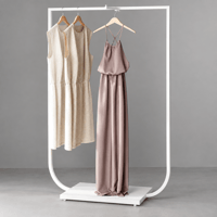Butik Tekli Askılık Mağaza Ayaklı Standı Beyaz/ Beyaz Mdf Bazalı Askılık