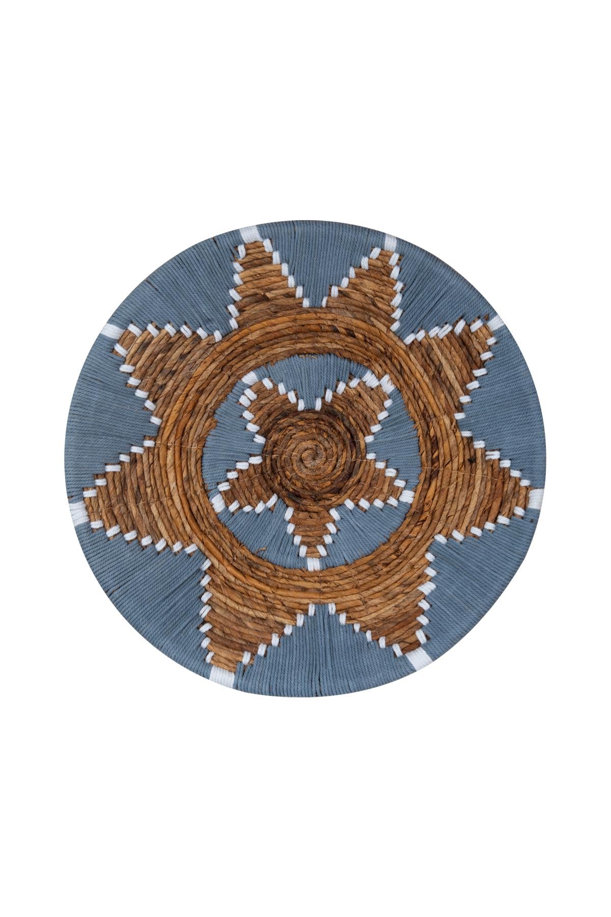 Bohem Hasır Yuvarlak Duvar Dekoru Makrome Duvar Süsü 50 cm x 50 cm