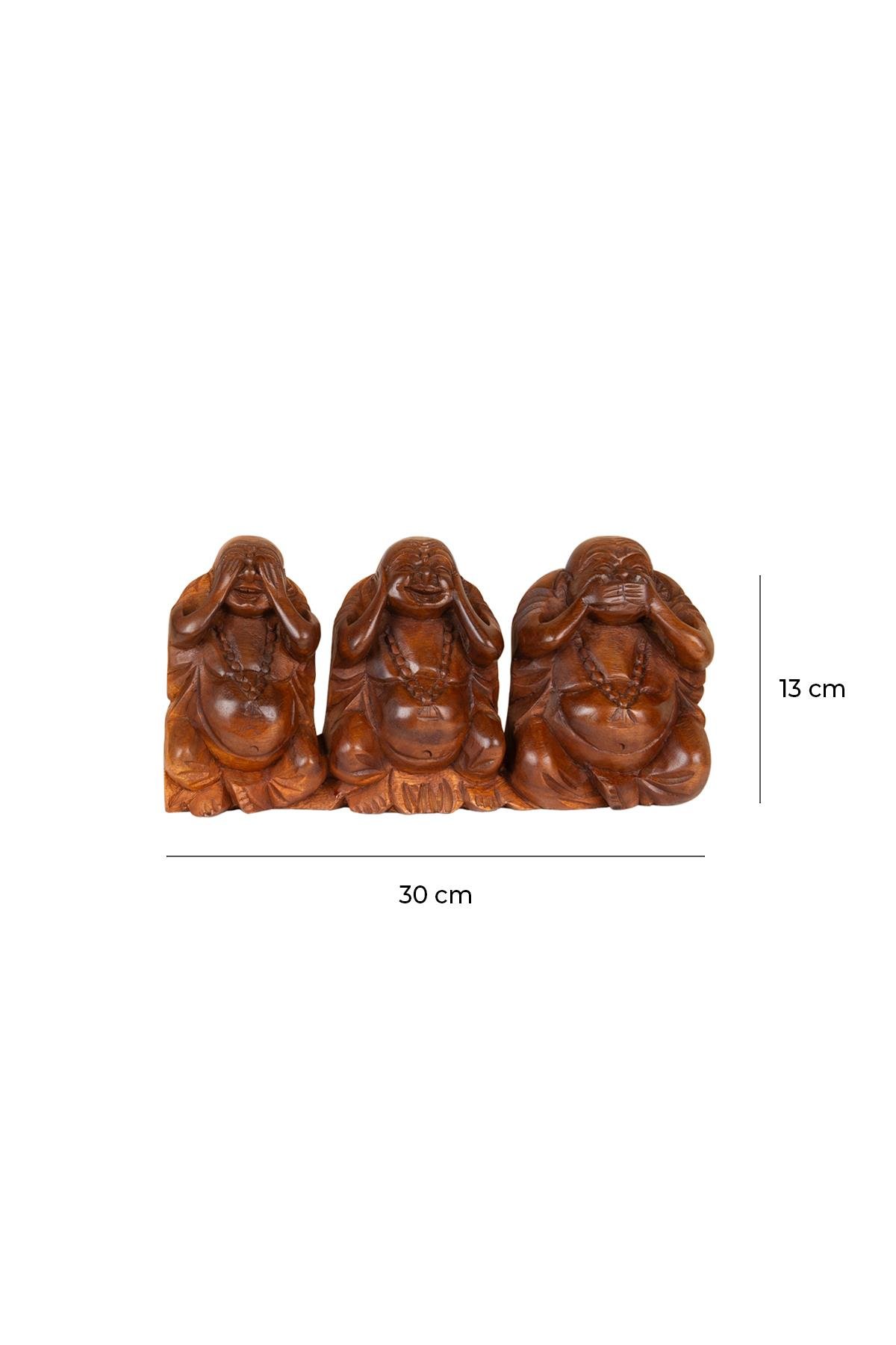 El Yapımı Ahşap 3 Maymun Görmedim, Duymadım, Bilmiyorum 13 cm x 30 cm