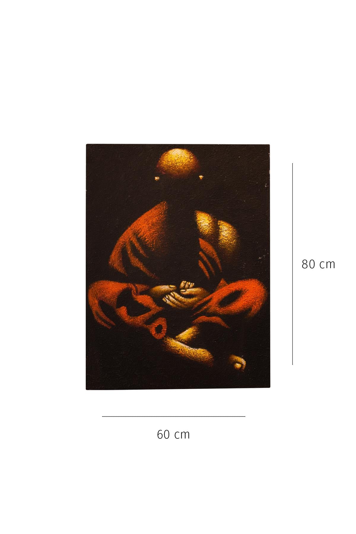 Meditasyon Halindeki Buda Kırmızı ve Altın Tonlarda Tuval Tablo