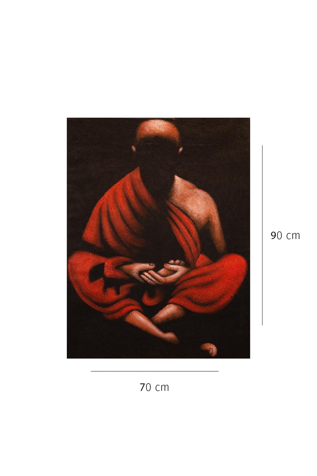 Meditasyon Halindeki Buda Kırmızı ve Altın Tonlarda Tuval Tablo
