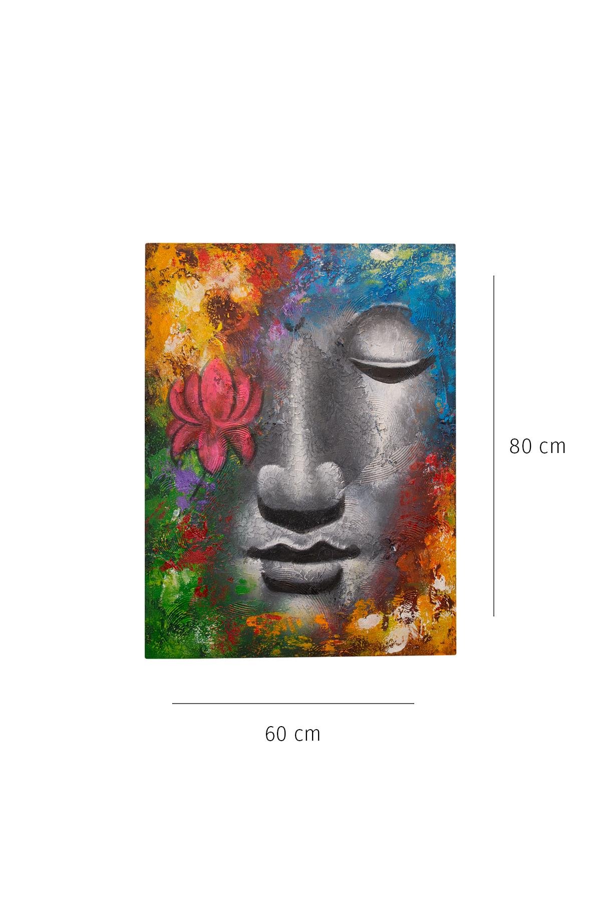 Renkli Lotus ve Buda Yüzü Modern Tuval Tablo