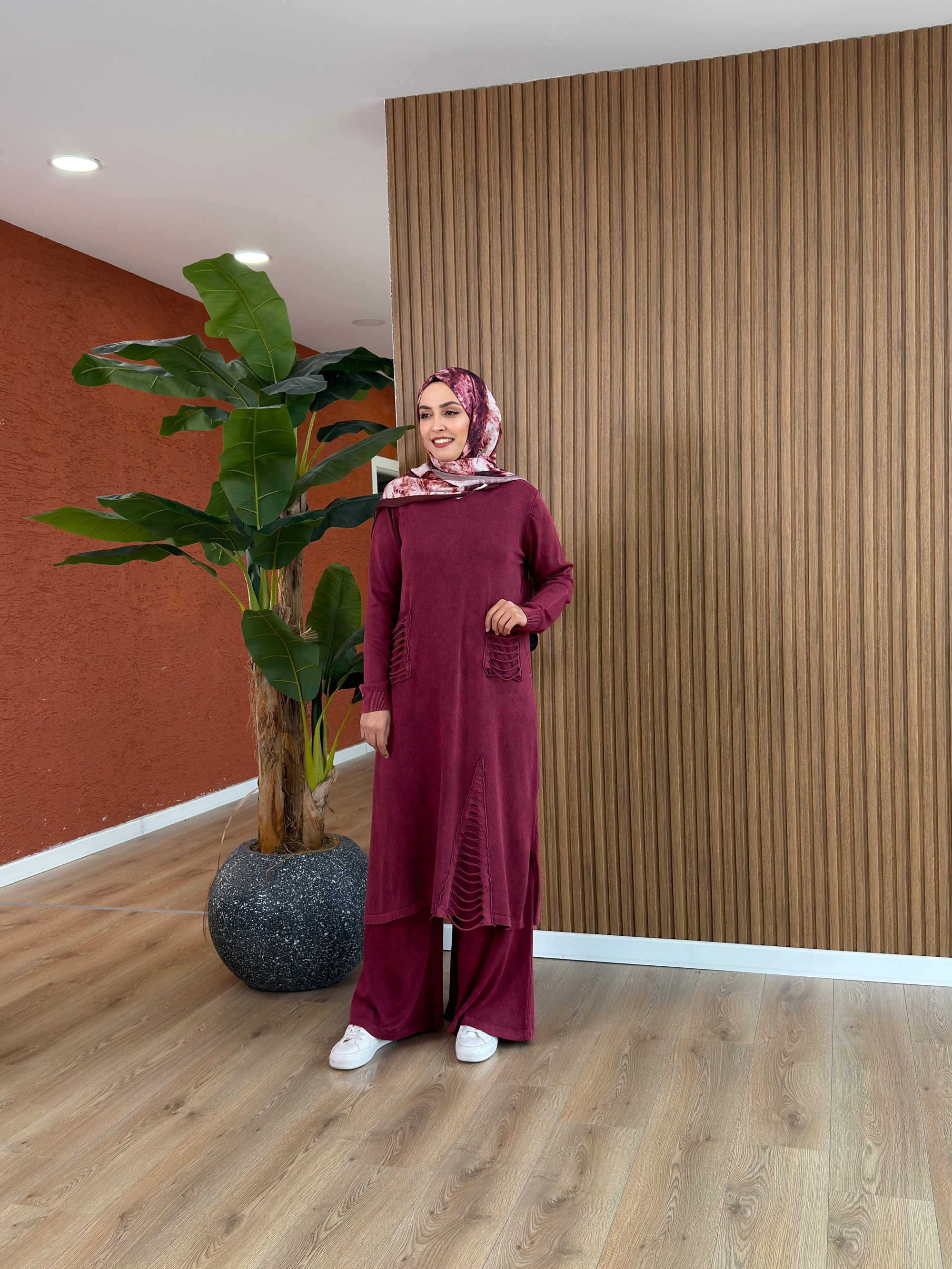 Aden % 100 Pamuk Tunik-Bordo