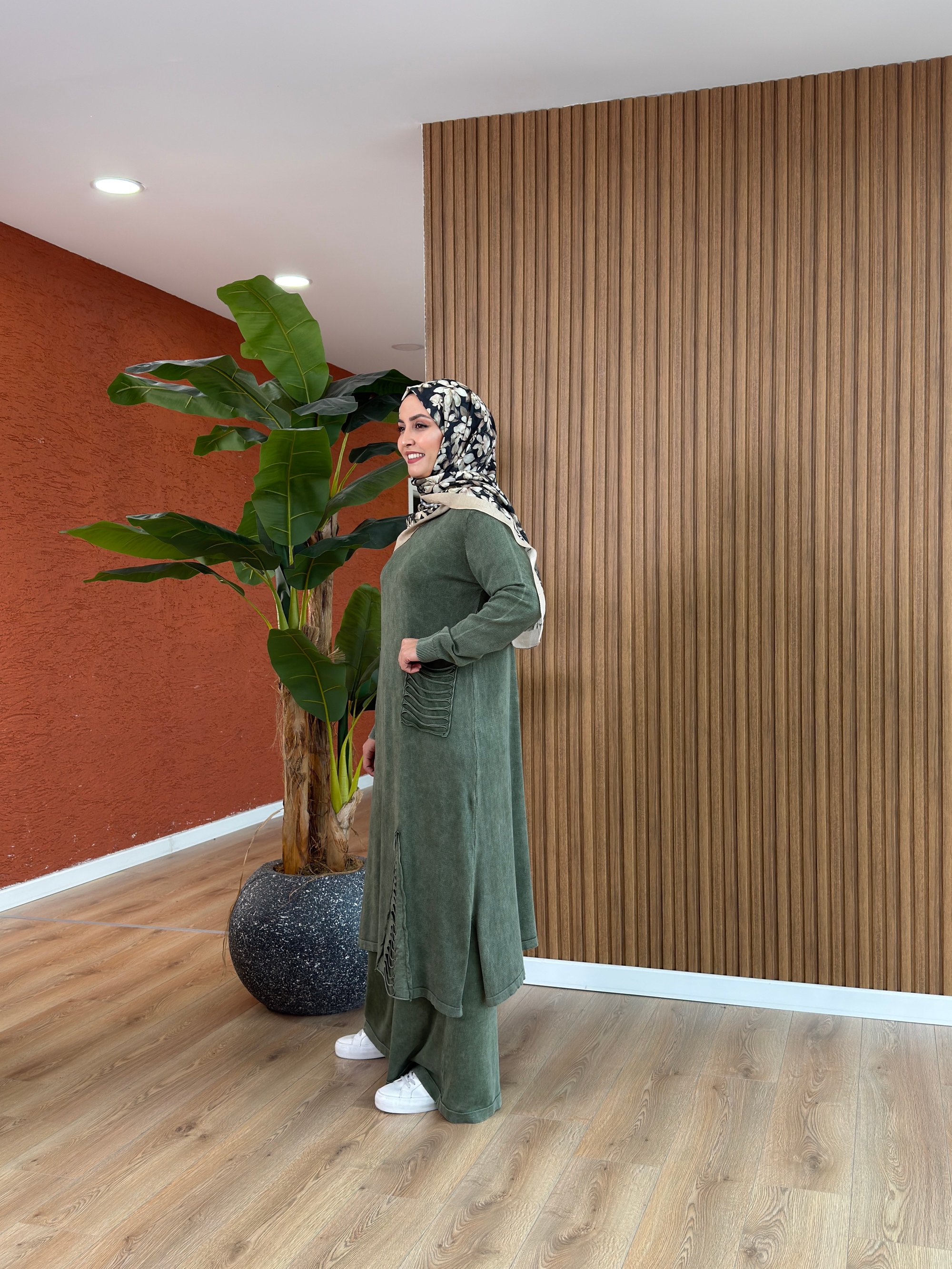 Aden % 100 Pamuk Tunik-Haki