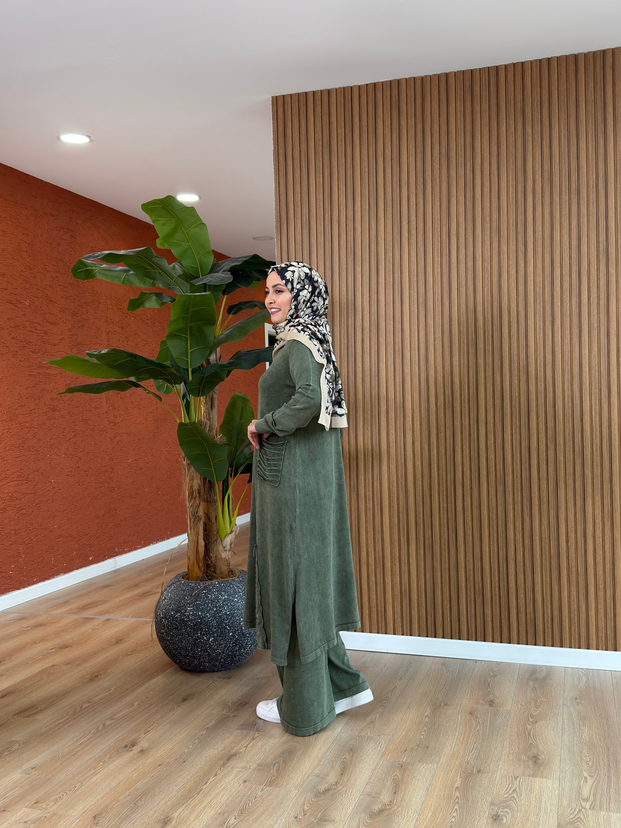 Aden % 100 Pamuk Tunik-Haki