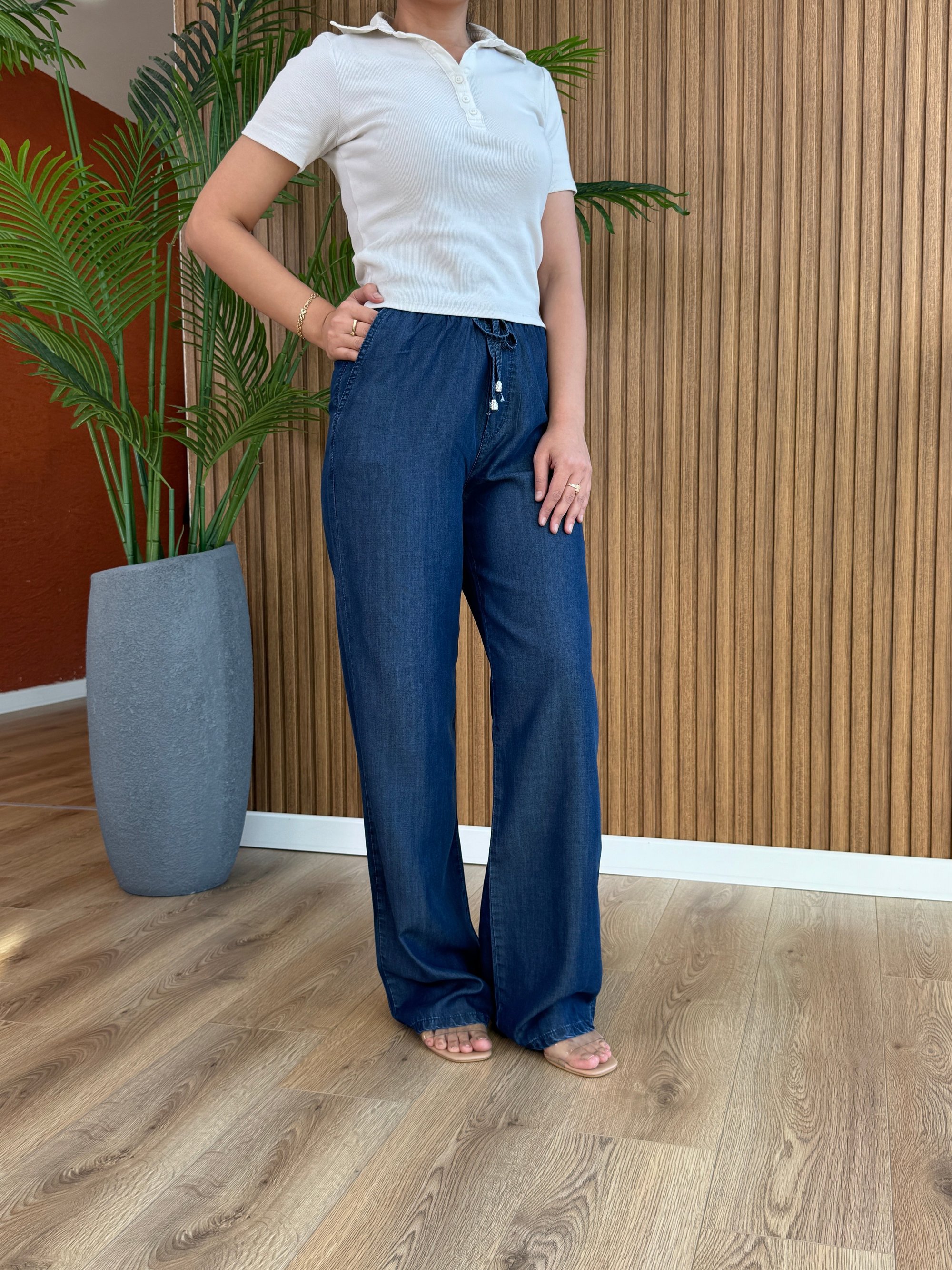 Bade Tencel Kot Pantolon-Lacivert