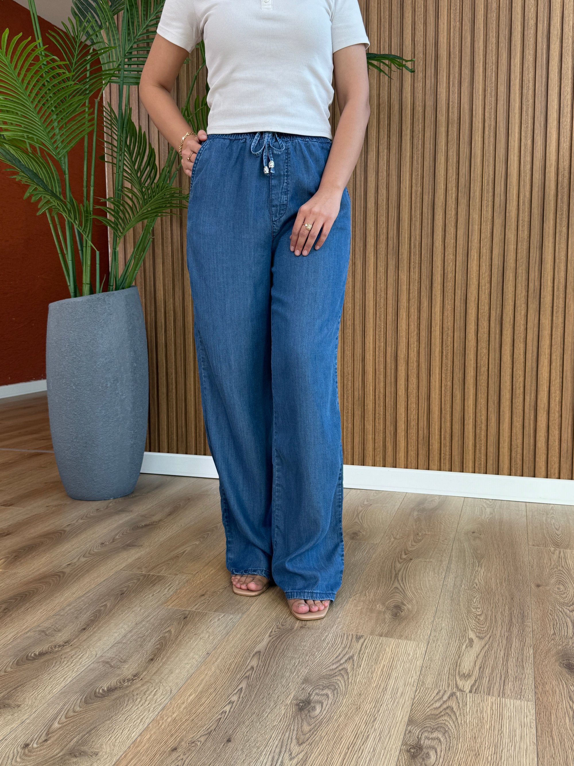 Bade Tencel Kot Pantolon-Mavi