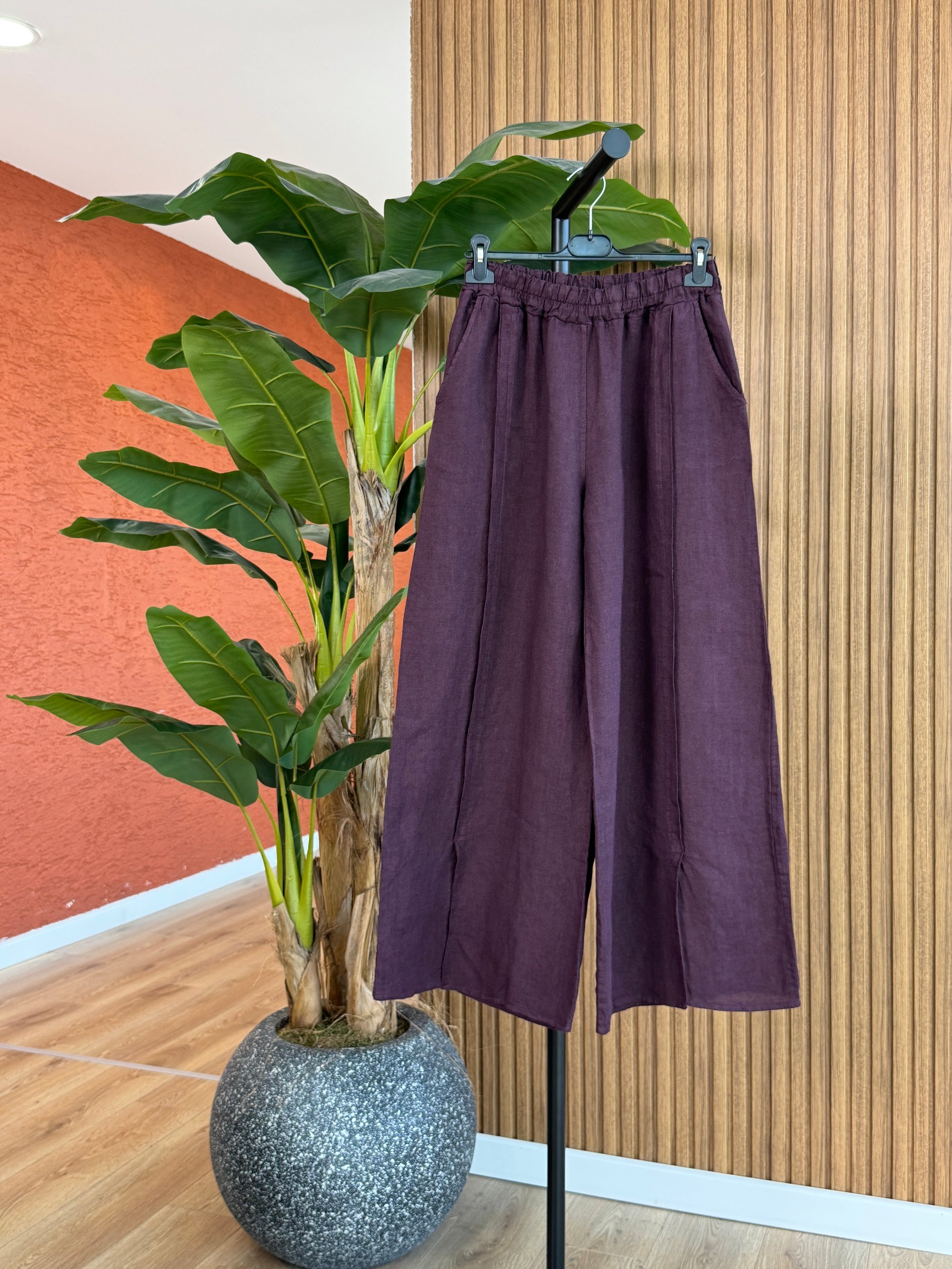 Cansu İthal Keten Pantolon - Mürdüm