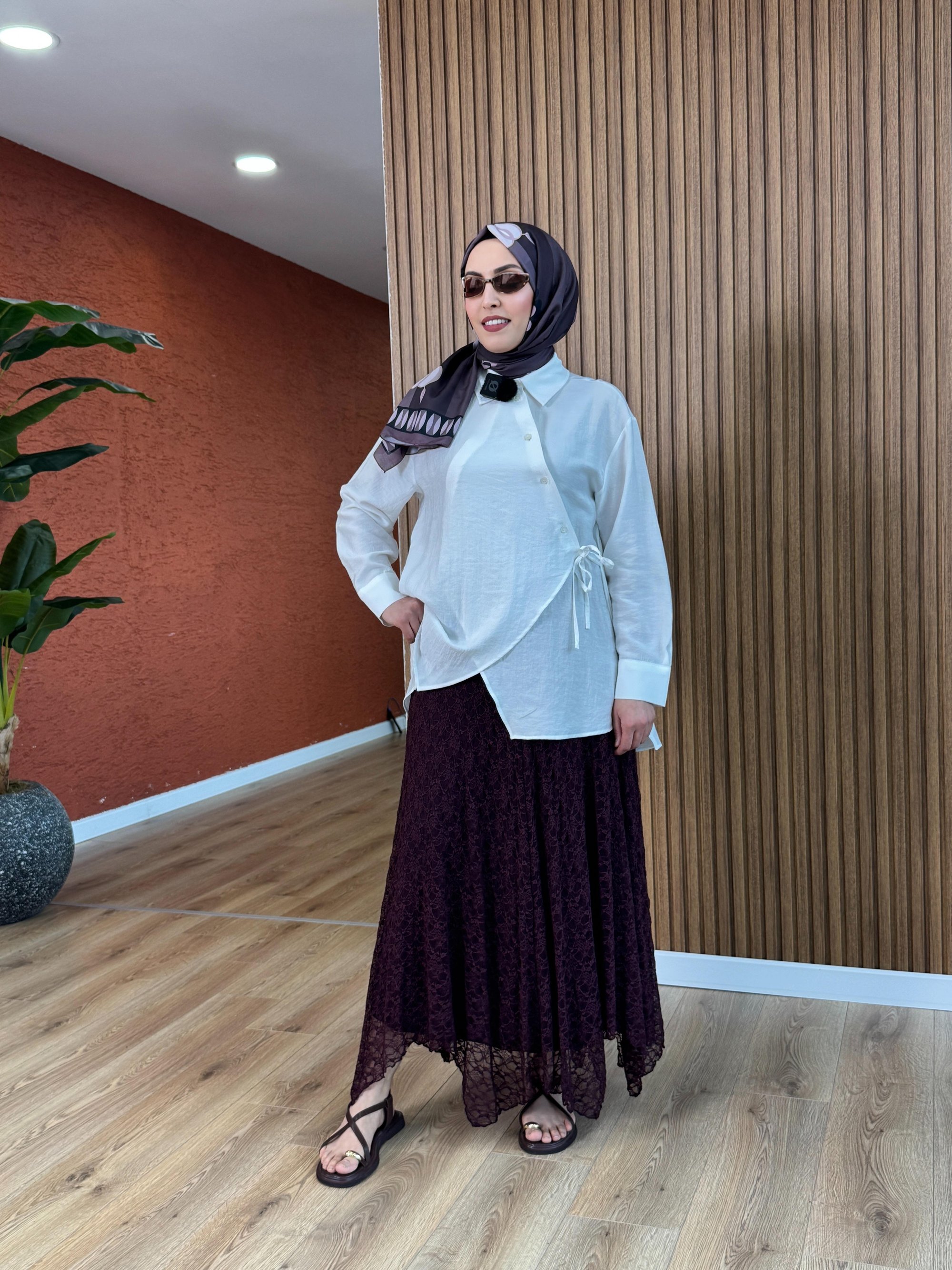 Lara Tasarım Asimetrik Etek - Mürdüm