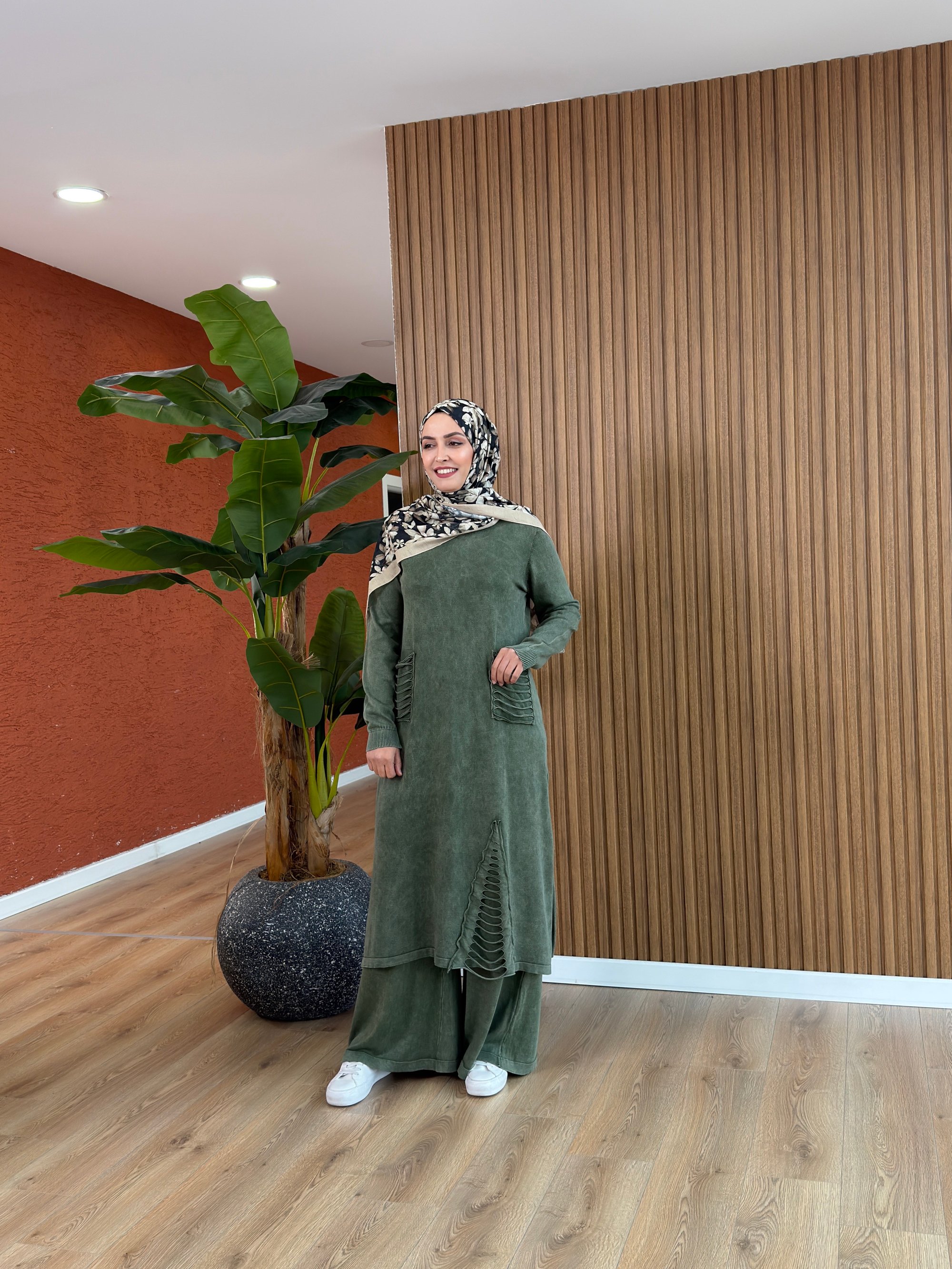 Aden % 100 Pamuk Tunik-Haki