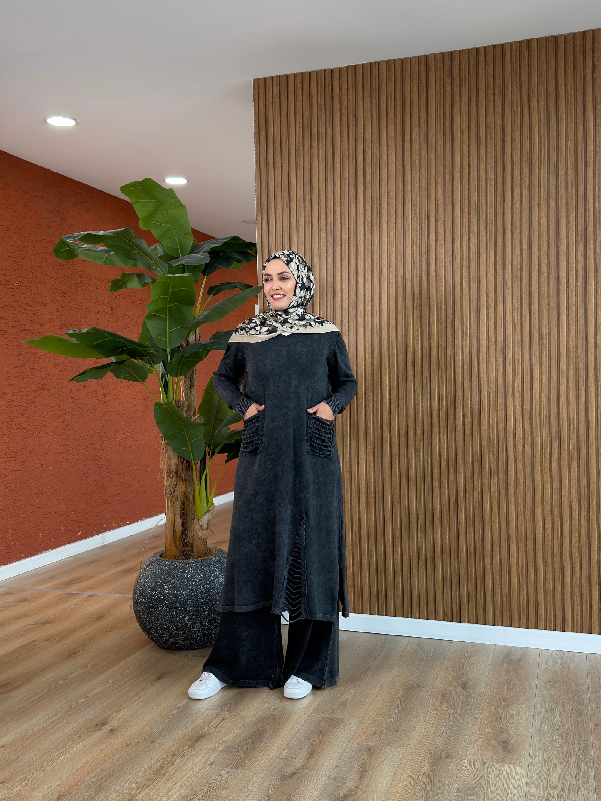 Aden % 100 Pamuk Tunik-Siyah