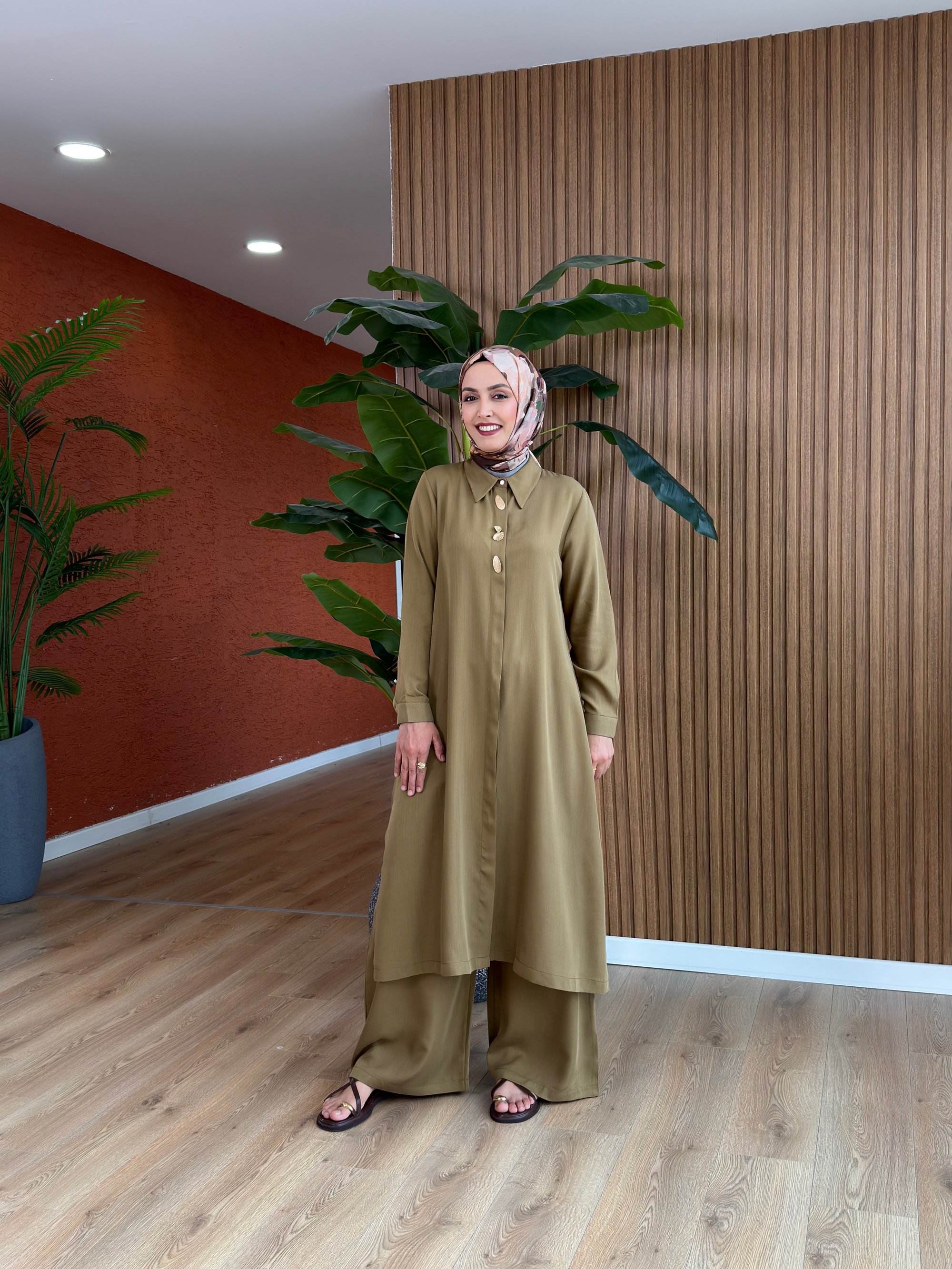 Akasya Tencel Takım-Yağ Yeşili