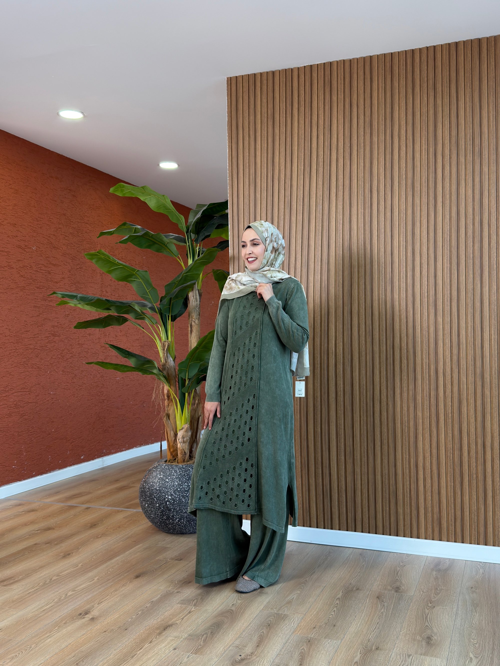 Asel % 100 Pamuk Tunik-Haki