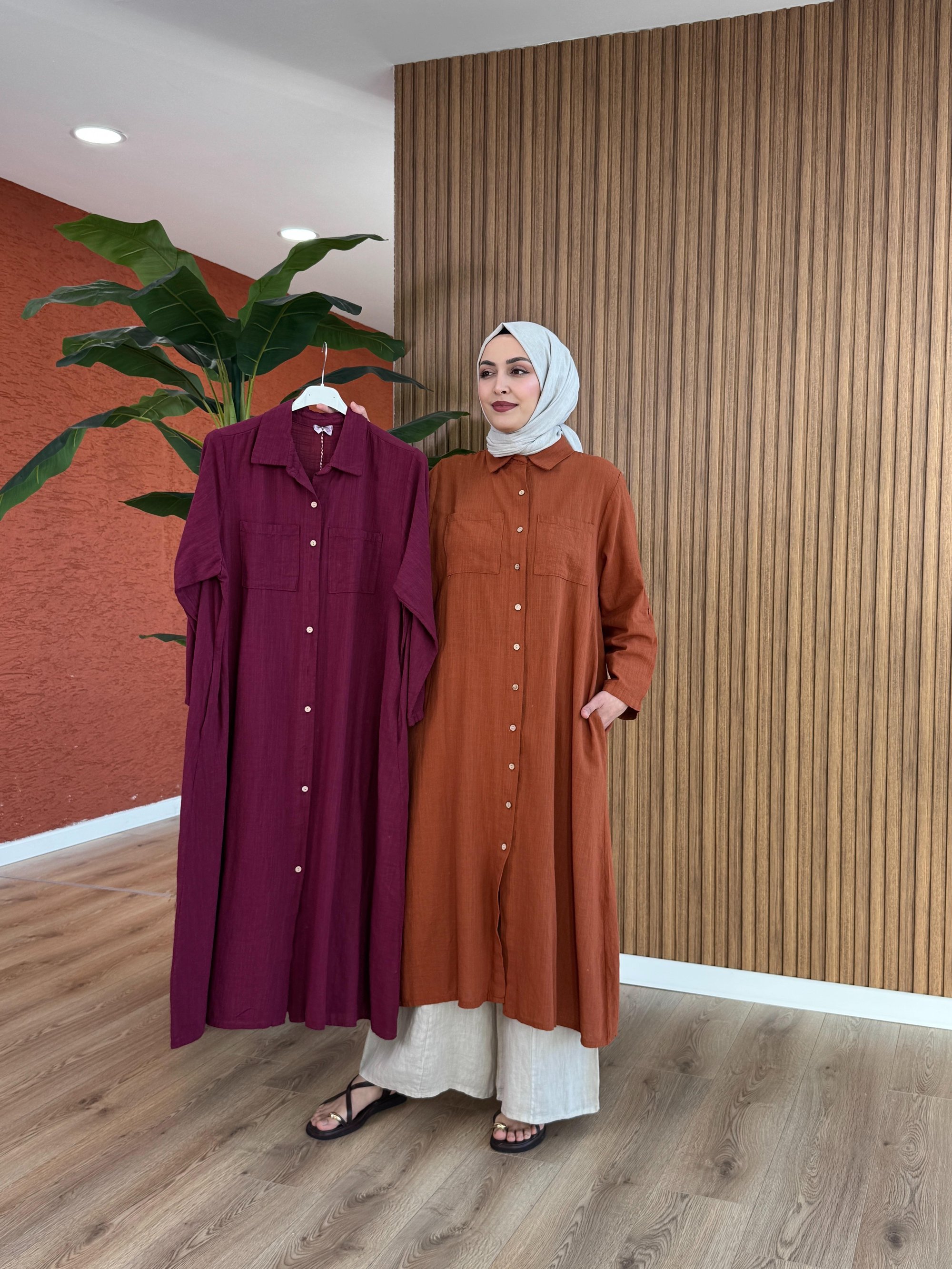 Asude İthal Keten Tunik - Mürdüm