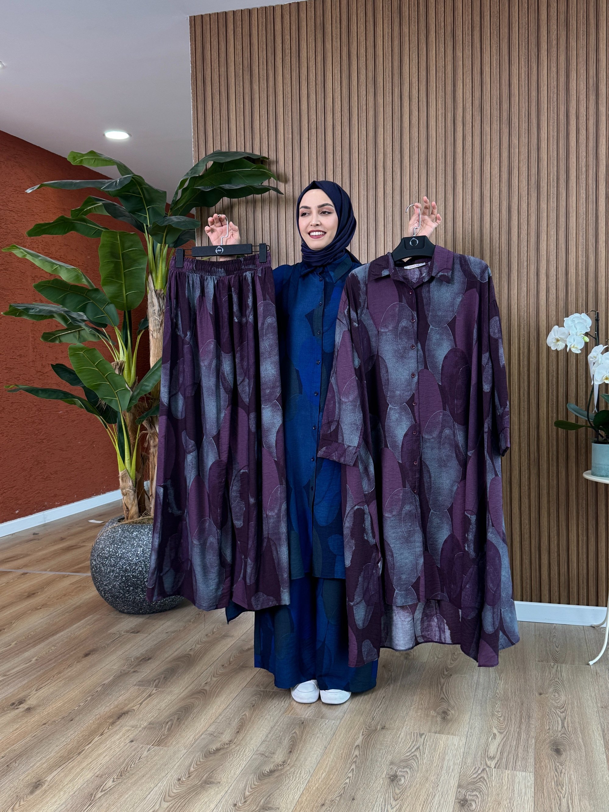 Çağla Asimetrik Kesim Takım - Mürdüm