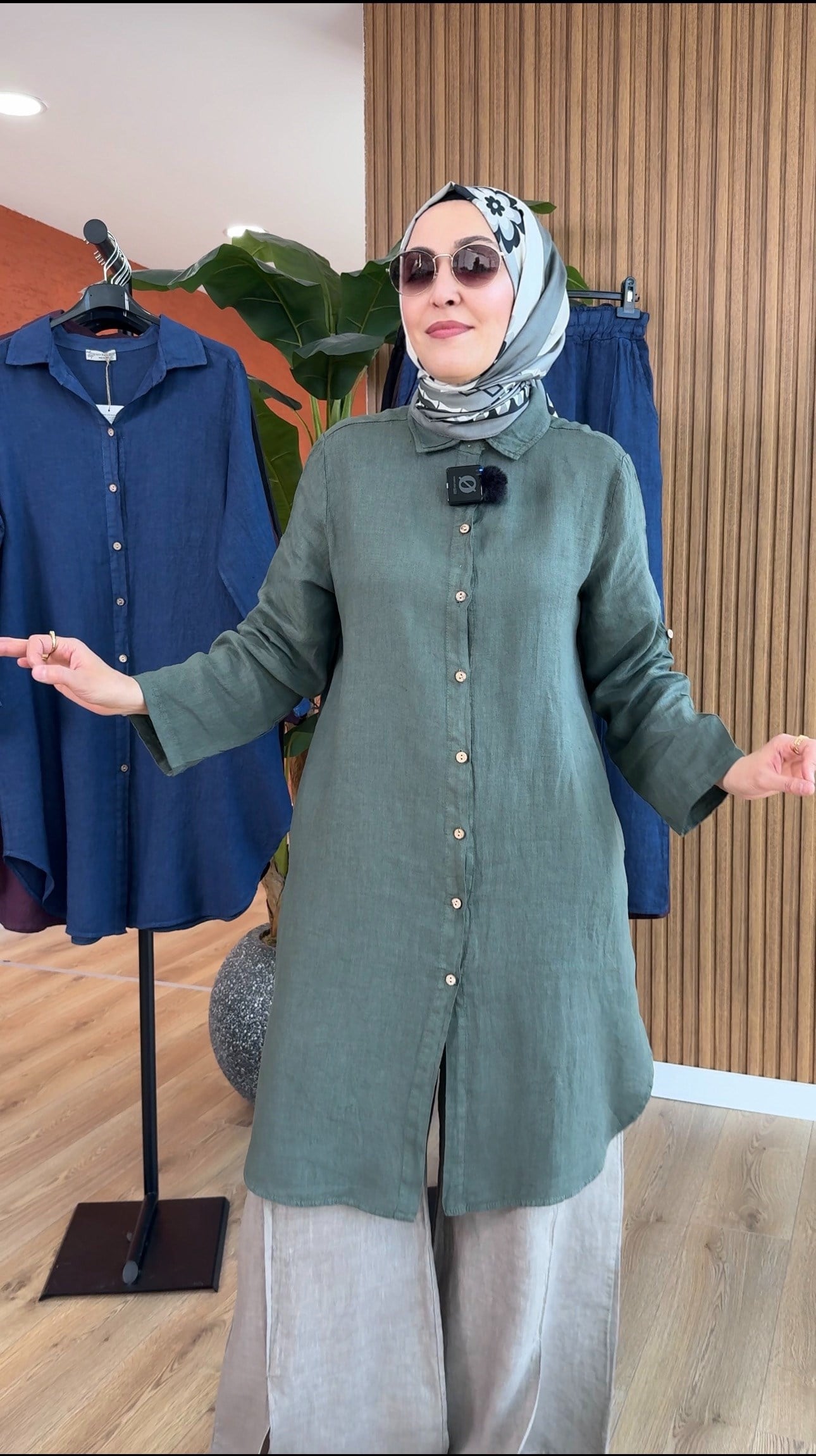 Cansu İthal Keten Tunik - Haki