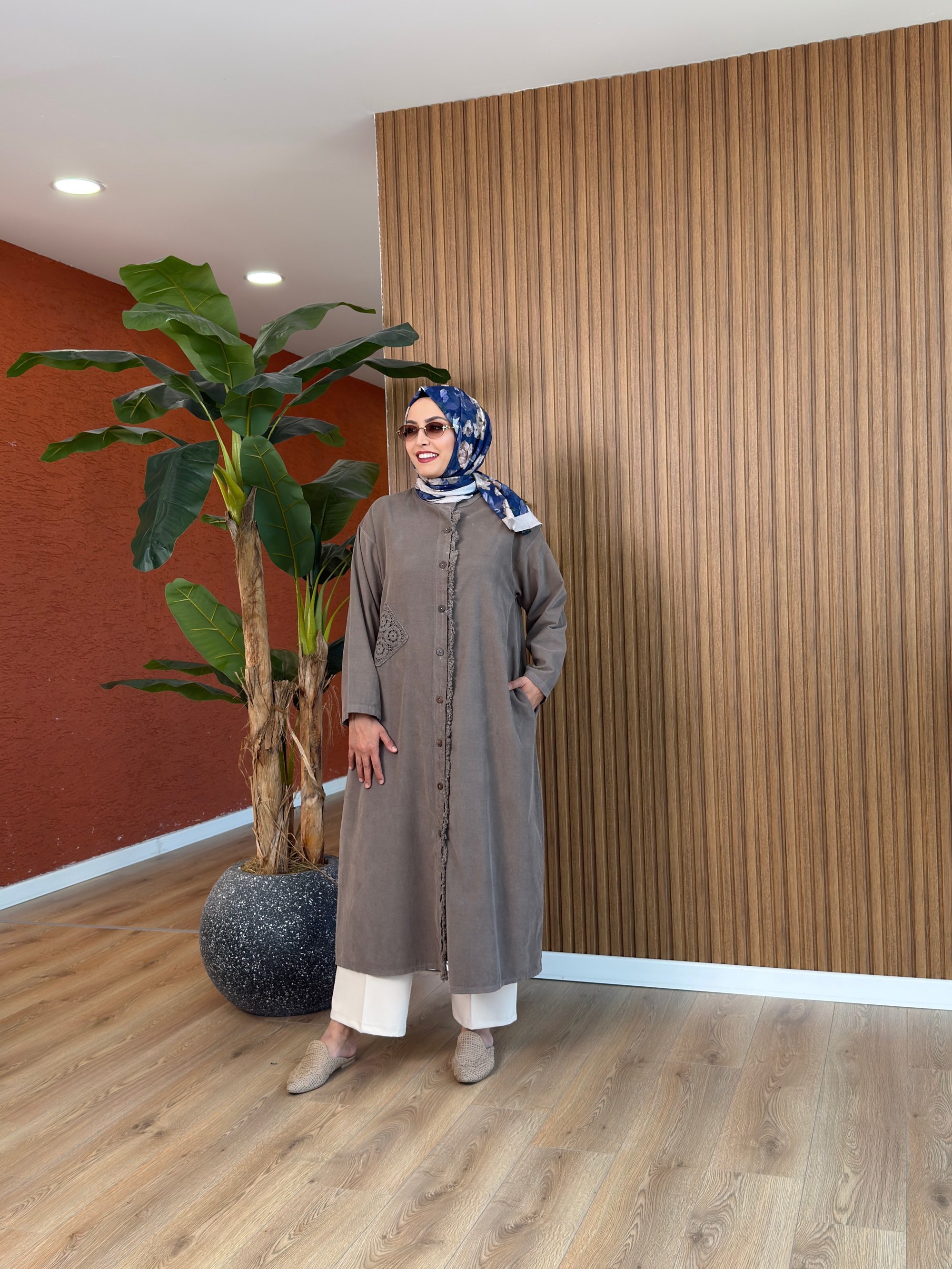 Esila İthal Kadife Tunik-Vizon