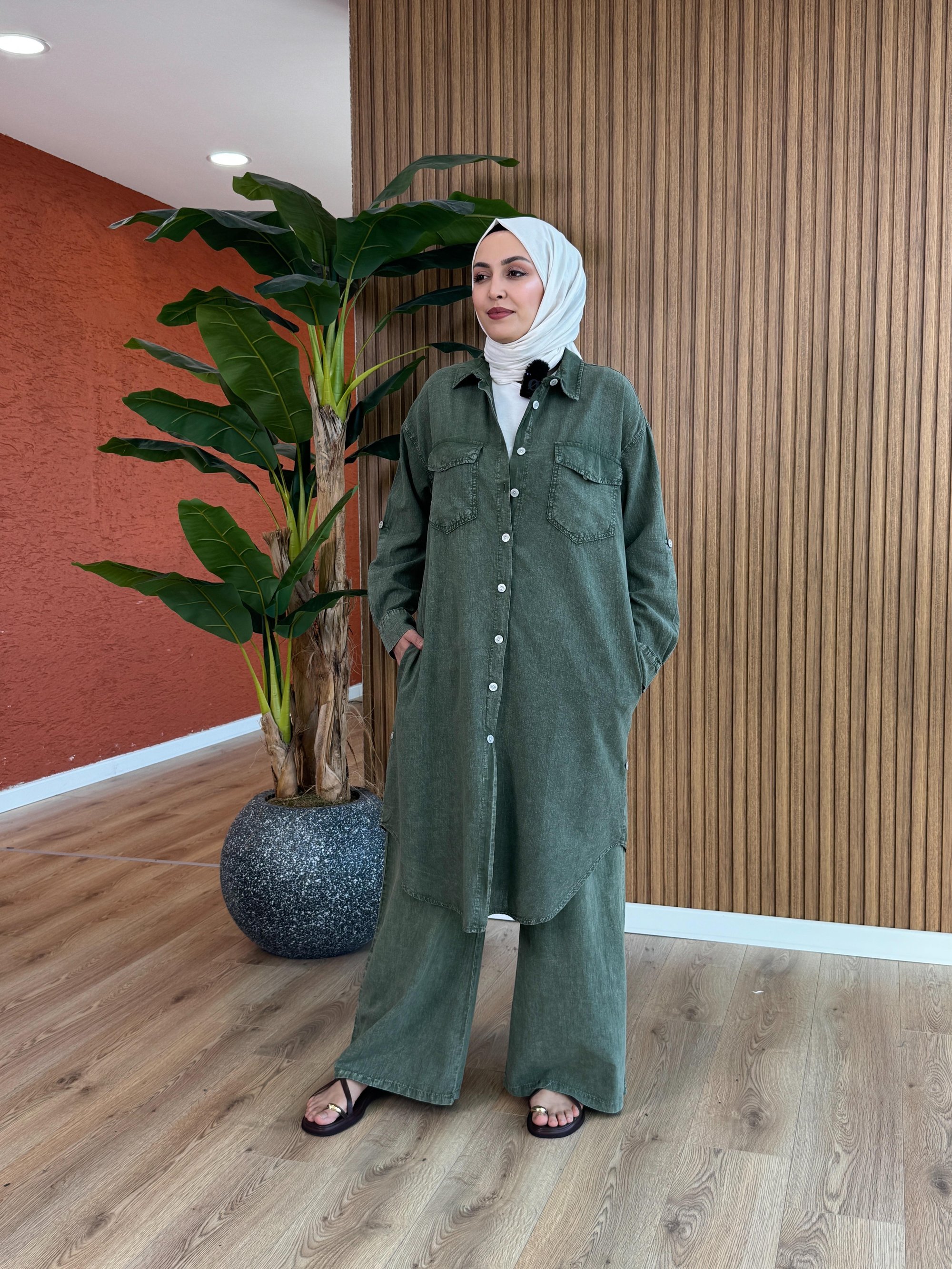 Esinti  Ara Boy Pamuk Tunik - Haki
