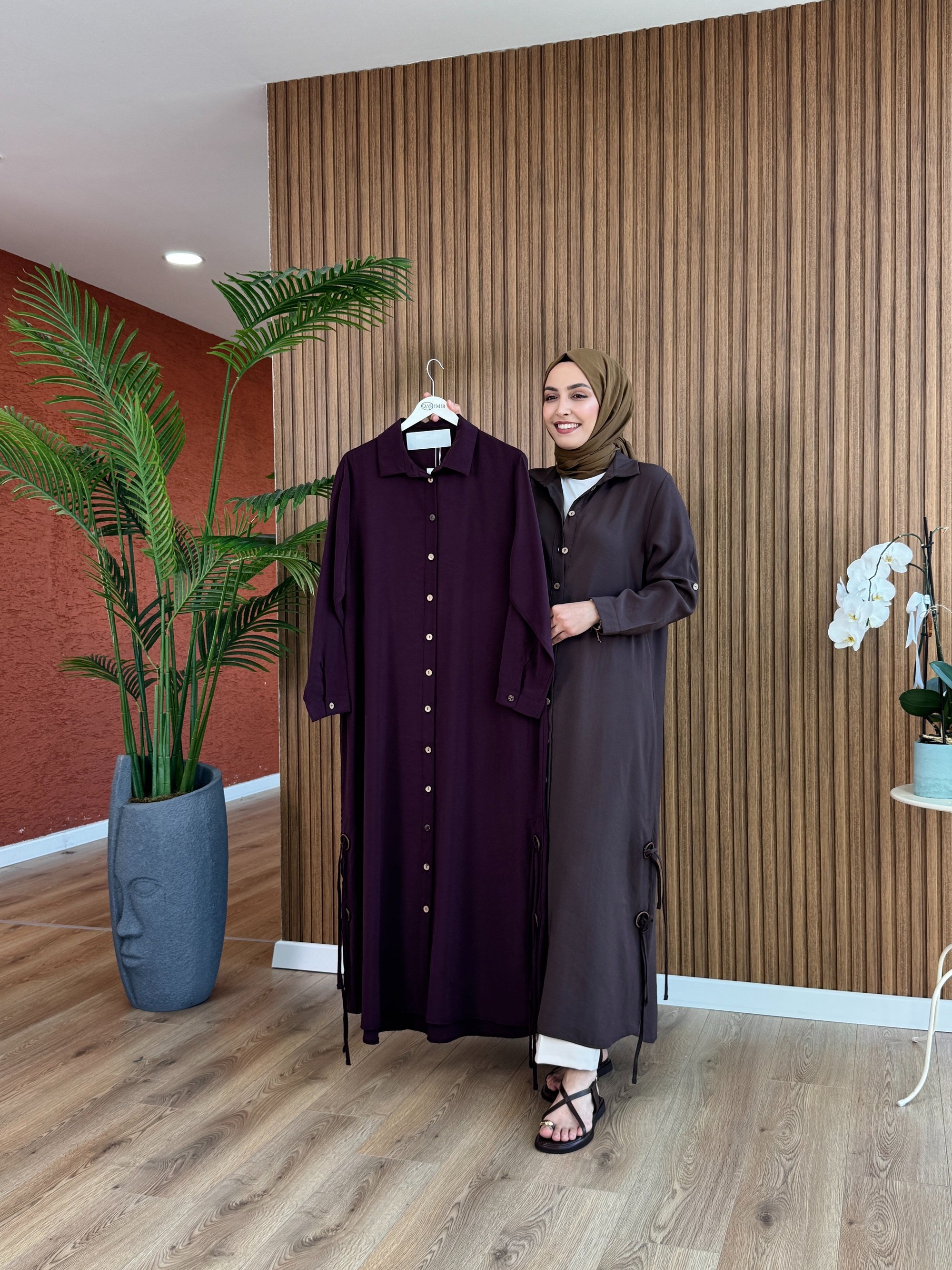 Gökçe Lyocell Kumaş Elbise -Mürdüm
